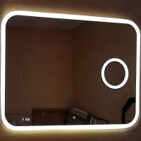 Зеркало Relisan Constance 800х600 Гл000024353 с подсветкой с сенсорным выключателем, увеличением и часами