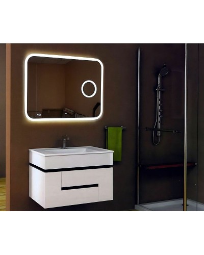 Зеркало Relisan Constance 800х600 Гл000024353 с подсветкой с сенсорным выключателем, увеличением и часами