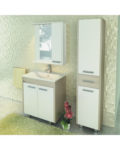 Зеркало со шкафом Comforty Тулуза 75 00004136264 с подсветкой Белое