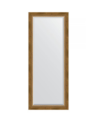 Зеркало Evoform Exclusive 153х63 BY 3562 с фацетом в багетной раме - Состаренная бронза с плетением 70 мм