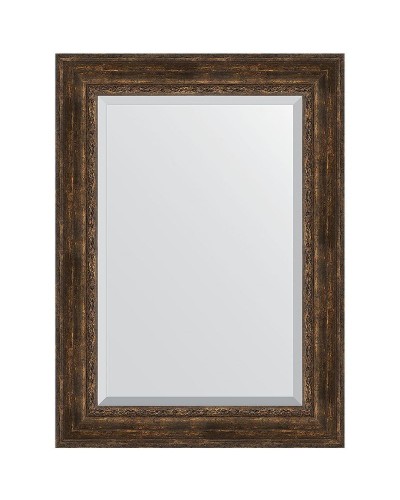 Зеркало Evoform Exclusive 112х82 BY 3482 с фацетом в багетной раме - Состаренное дерево с орнаментом 120 мм