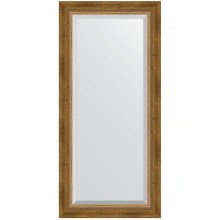 Зеркало Evoform Exclusive 113х53 BY 3484 с фацетом в багетной раме - Состаренная бронза с плетением 70 мм