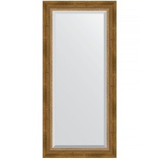 Зеркало Evoform Exclusive 113х53 BY 3484 с фацетом в багетной раме - Состаренная бронза с плетением 70 мм