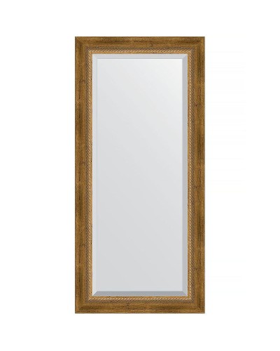 Зеркало Evoform Exclusive 113х53 BY 3484 с фацетом в багетной раме - Состаренная бронза с плетением 70 мм