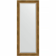 Зеркало Evoform Exclusive 133х53 BY 3510 с фацетом в багетной раме - Состаренная бронза с плетением 70 мм