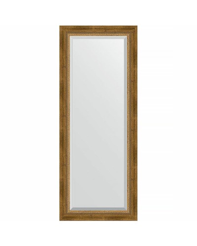 Зеркало Evoform Exclusive 133х53 BY 3510 с фацетом в багетной раме - Состаренная бронза с плетением 70 мм