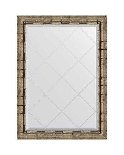 Зеркало Evoform Exclusive-G 101х73 BY 4179 с гравировкой в багетной раме - Серебряный бамбук 73 мм