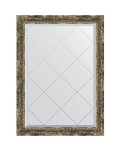 Зеркало Evoform Exclusive-G 101х73 BY 4178 с гравировкой в багетной раме - Старое дерево с плетением 70 мм