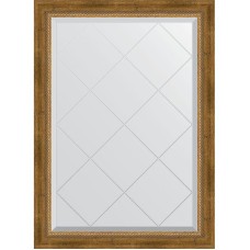 Зеркало Evoform Exclusive-G 101х73 BY 4176 с гравировкой в багетной раме - Состаренная бронза с плетением 70 мм
