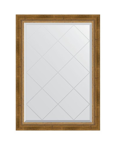 Зеркало Evoform Exclusive-G 101х73 BY 4176 с гравировкой в багетной раме - Состаренная бронза с плетением 70 мм