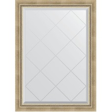 Зеркало Evoform Exclusive-G 101х73 BY 4175 с гравировкой в багетной раме - Состаренное серебро с плетением 70 мм