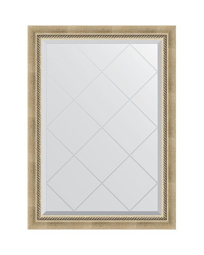 Зеркало Evoform Exclusive-G 101х73 BY 4175 с гравировкой в багетной раме - Состаренное серебро с плетением 70 мм