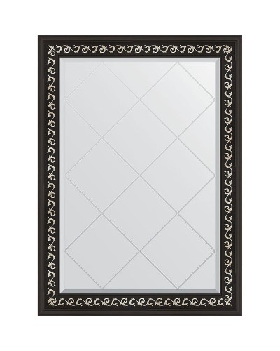 Зеркало Evoform Exclusive-G 102х75 BY 4182 с гравировкой в багетной раме - Черный ардеко 81 мм