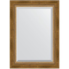 Зеркало Evoform Exclusive 73х53 BY 3380 с фацетом в багетной раме - Состаренная бронза с плетением 70 мм