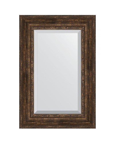 Зеркало Evoform Exclusive 92х62 BY 3430 с фацетом в багетной раме - Состаренное дерево с орнаментом 120 мм