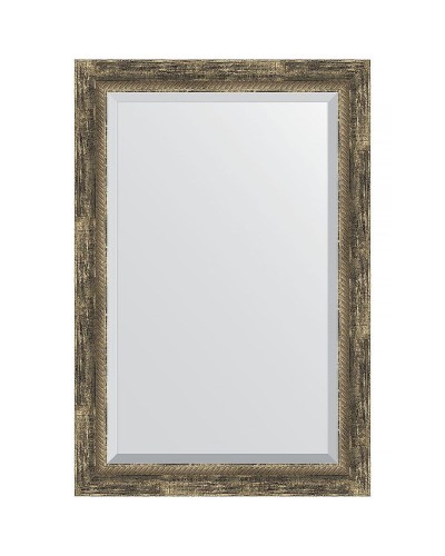 Зеркало Evoform Exclusive 93х63 BY 3434 с фацетом в багетной раме - Старое дерево с плетением 70 мм