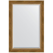 Зеркало Evoform Exclusive 93х63 BY 3432 с фацетом в багетной раме - Состаренная бронза с плетением 70 мм