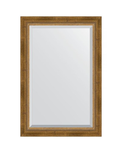 Зеркало Evoform Exclusive 93х63 BY 3432 с фацетом в багетной раме - Состаренная бронза с плетением 70 мм