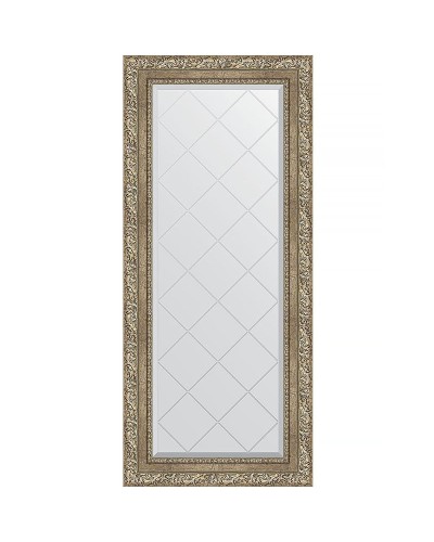 Зеркало Evoform Exclusive-G 125х55 BY 4057 с гравировкой в багетной раме - Виньетка античное серебро 85 мм
