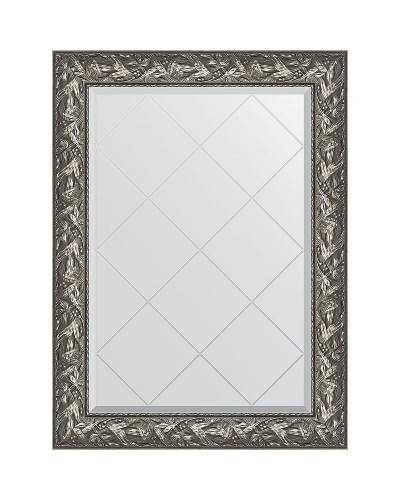 Зеркало Evoform Exclusive-G 106х79 BY 4200 с гравировкой в багетной раме - Византия серебро 99 мм