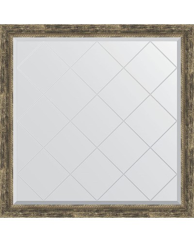 Зеркало Evoform Exclusive-G 103х103 BY 4436 с гравировкой в багетной раме - Старое дерево с плетением 70 мм