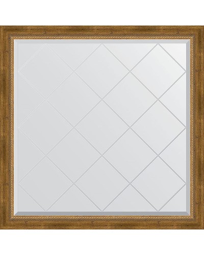 Зеркало Evoform Exclusive-G 103х103 BY 4434 с гравировкой в багетной раме - Состаренная бронза с плетением 70 мм