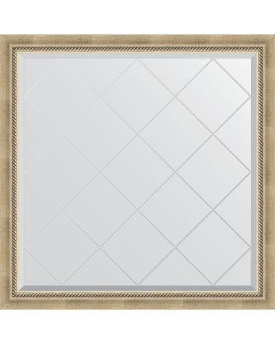 Зеркало Evoform Exclusive-G 103х103 BY 4433 с гравировкой в багетной раме - Состаренное серебро с плетением 70 мм