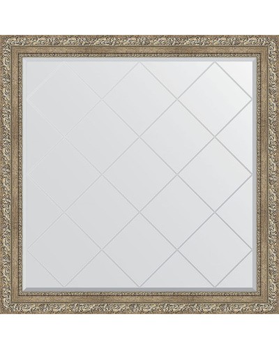 Зеркало Evoform Exclusive-G 105х105 BY 4444 с гравировкой в багетной раме - Виньетка античное серебро 85 мм