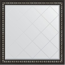 Зеркало Evoform Exclusive-G 105х105 BY 4440 с гравировкой в багетной раме - Черный ардеко 81 мм