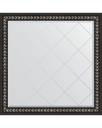 Зеркало Evoform Exclusive-G 105х105 BY 4440 с гравировкой в багетной раме - Черный ардеко 81 мм