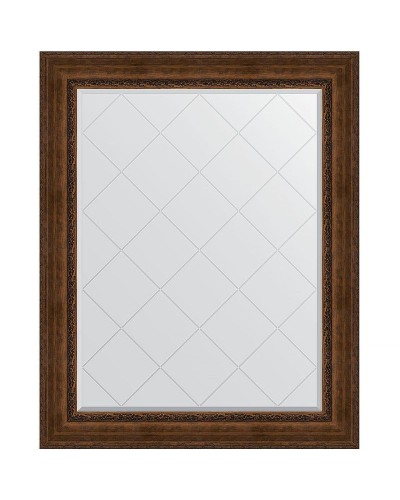 Зеркало Evoform Exclusive-G 127х102 BY 4386 с гравировкой в багетной раме - Состаренная бронза с орнаментом 120 мм