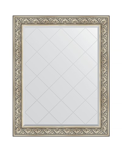 Зеркало Evoform Exclusive-G 125х100 BY 4381 с гравировкой в багетной раме - Барокко серебро 106 мм
