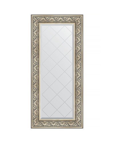 Зеркало Evoform Exclusive-G 130х60 BY 4080 с гравировкой в багетной раме - Барокко серебро 106 мм
