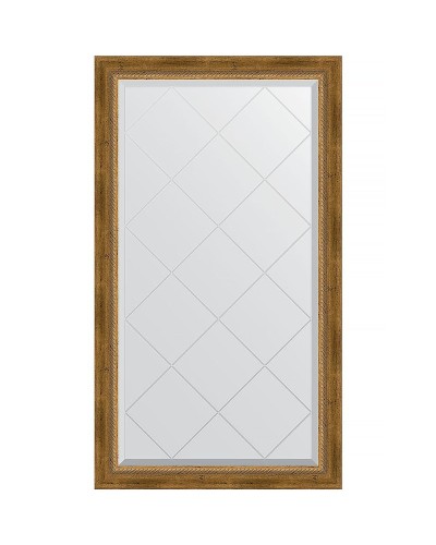 Зеркало Evoform Exclusive-G 128х73 BY 4219 с гравировкой в багетной раме - Состаренная бронза с плетением 70 мм