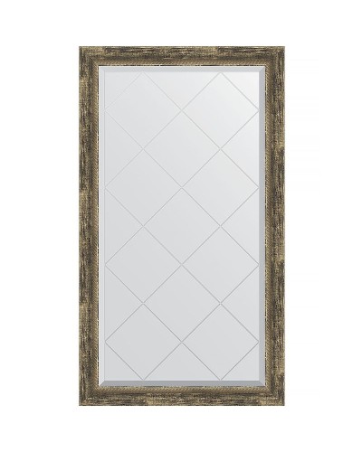 Зеркало Evoform Exclusive-G 128х73 BY 4221 с гравировкой в багетной раме - Старое дерево с плетением 70 мм