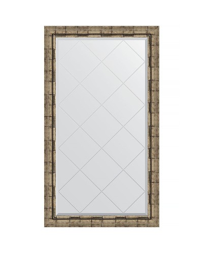 Зеркало Evoform Exclusive-G 128х73 BY 4222 с гравировкой в багетной раме - Серебряный бамбук 73 мм