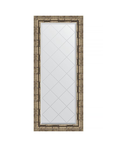 Зеркало Evoform Exclusive-G 123х53 BY 4050 с гравировкой в багетной раме - Серебряный бамбук 73 мм