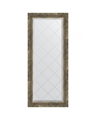 Зеркало Evoform Exclusive-G 123х53 BY 4049 с гравировкой в багетной раме - Старое дерево с плетением 70 мм