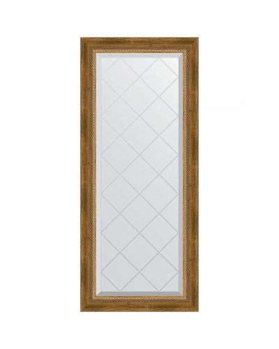 Зеркало Evoform Exclusive-G 123х53 BY 4047 с гравировкой в багетной раме - Состаренная бронза с плетением 70 мм