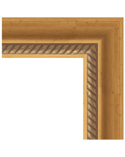 Зеркало Evoform Exclusive-G 123х53 BY 4045 с гравировкой в багетной раме - Состаренное золото с плетением 70 мм