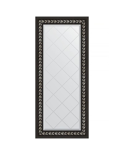 Зеркало Evoform Exclusive-G 124х55 BY 4053 с гравировкой в багетной раме - Черный ардеко 81 мм