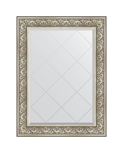 Зеркало Evoform Exclusive-G 107х80 BY 4209 с гравировкой в багетной раме - Барокко серебро 106 мм