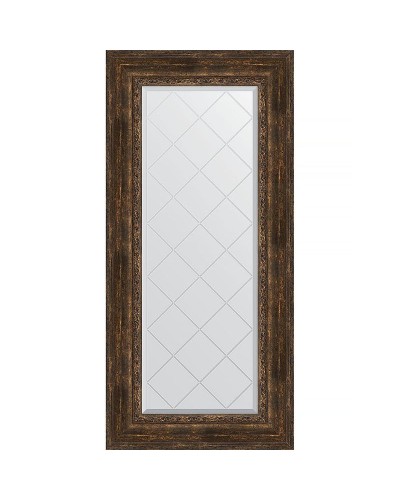 Зеркало Evoform Exclusive-G 132х62 BY 4086 с гравировкой в багетной раме - Состаренное дерево с орнаментом 120 мм