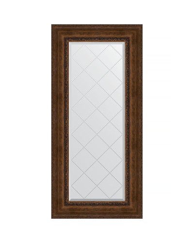 Зеркало Evoform Exclusive-G 132х62 BY 4085 с гравировкой в багетной раме - Состаренная бронза с орнаментом 120 мм