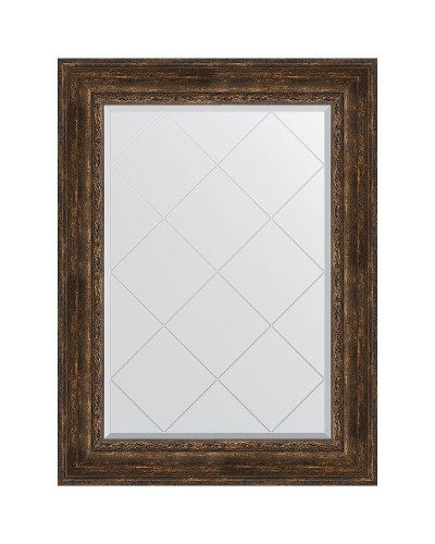 Зеркало Evoform Exclusive-G 110х82 BY 4215 с гравировкой в багетной раме - Состаренное дерево с орнаментом 120 мм