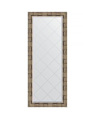 Зеркало Evoform Exclusive-G 153х63 BY 4136 с гравировкой в багетной раме - Серебряный бамбук 73 мм