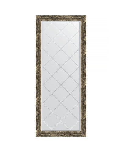 Зеркало Evoform Exclusive-G 153х63 BY 4135 с гравировкой в багетной раме - Старое дерево с плетением 70 мм