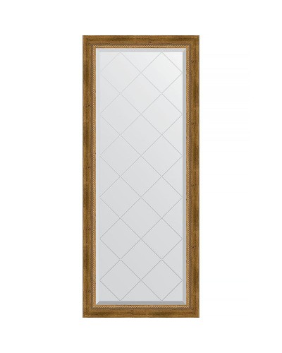 Зеркало Evoform Exclusive-G 153х63 BY 4133 с гравировкой в багетной раме - Состаренная бронза с плетением 70 мм