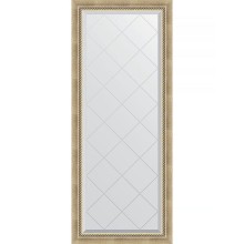 Зеркало Evoform Exclusive-G 153х63 BY 4132 с гравировкой в багетной раме - Состаренное серебро с плетением 70 мм