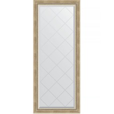 Зеркало Evoform Exclusive-G 153х63 BY 4132 с гравировкой в багетной раме - Состаренное серебро с плетением 70 мм